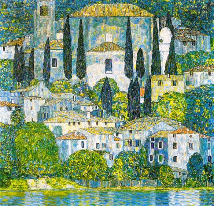 Framed Print : Gustav Klimt, Church in Cassone, landscape painting, 1913