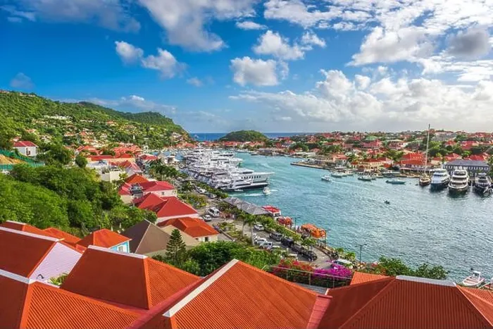 Framed Print : Gustavia, St. Bart's town skyline at the harbor Framed Print : Gustavia, St. Bart's town skyline at the harbor