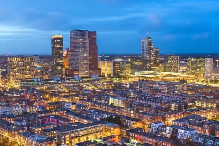 Framed Print : The Hague, Netherlands city centre skyline at twilight Framed Print : The Hague, Netherlands city centre skyline at twilight