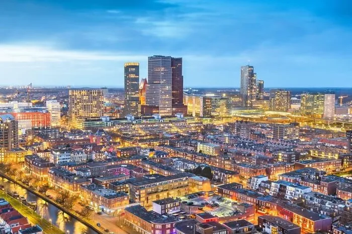 Framed Print : The Hague, Netherlands city centre skyline at twilight Framed Print : The Hague, Netherlands city centre skyline at twilight