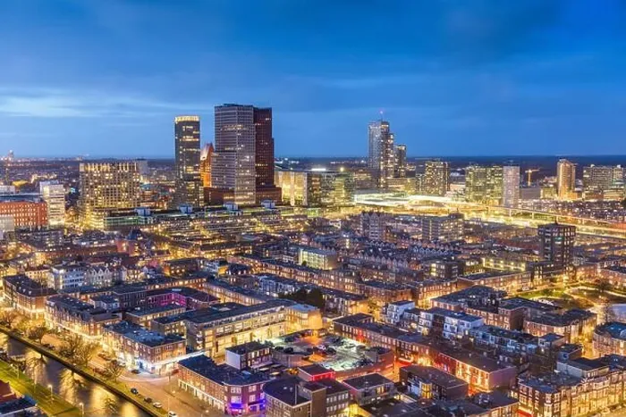 Framed Print : The Hague, Netherlands city centre skyline at twilight Framed Print : The Hague, Netherlands city centre skyline at twilight