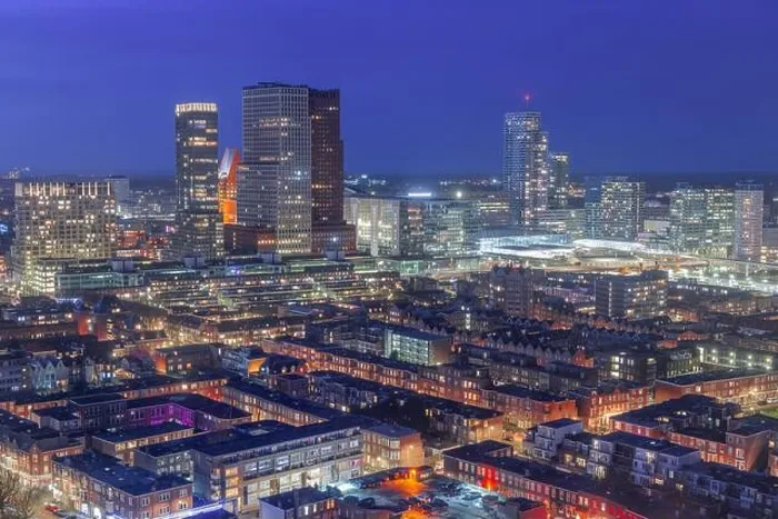 Framed Print : The Hague, Netherlands city centre skyline at twilight Framed Print : The Hague, Netherlands city centre skyline at twilight