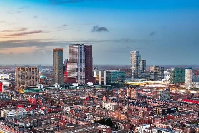 Framed Print : The Hague, Netherlands city centre skyline at twilight