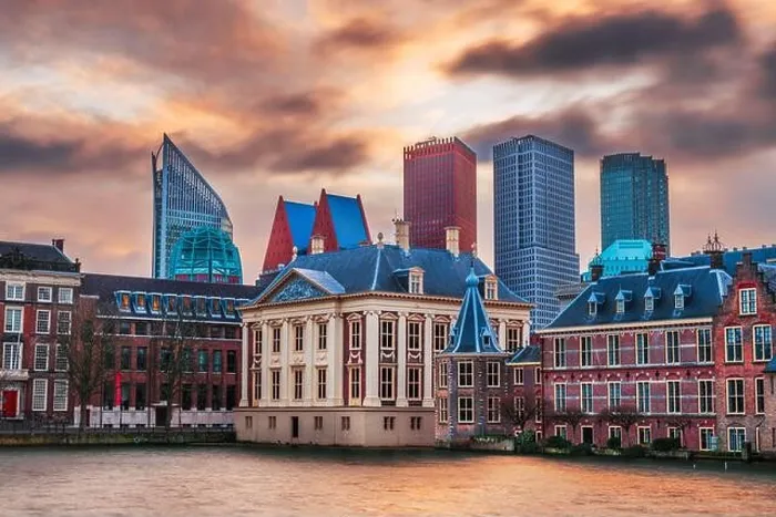 Framed Print : The Hague, Netherlands cityscape at twilight Framed Print : The Hague, Netherlands cityscape at twilight
