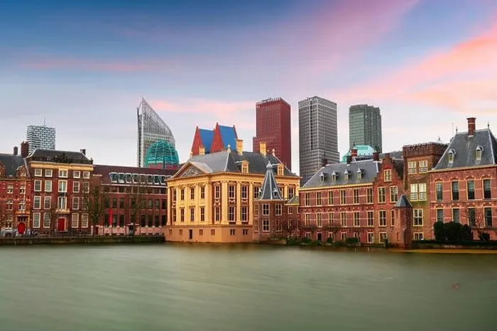 Framed Print : The Hague, Netherlands cityscape at twilight