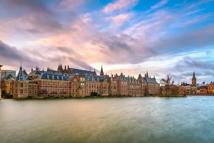 Framed Print : The Hague, Netherlands morning skyline at the Binnenhof complex