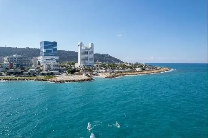 Framed Print : Haifa coastline. POV from the sea to Haifa Bay Framed Print : Haifa coastline. POV from the sea to Haifa Bay