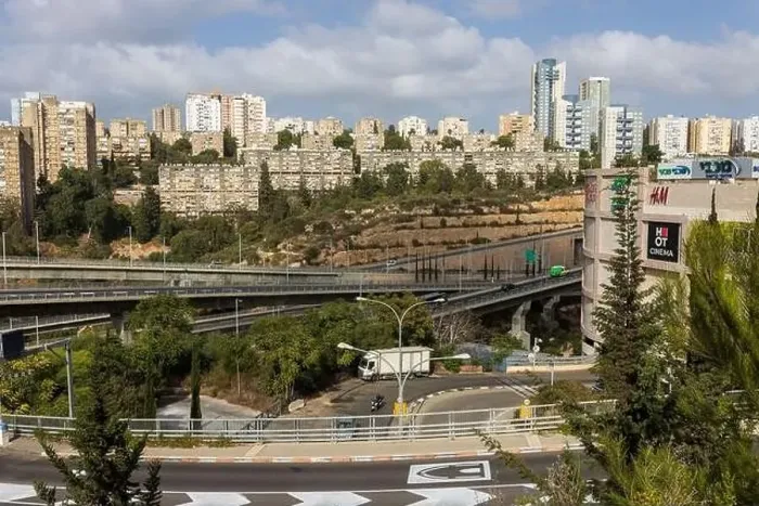 Framed Print : HAIFA, ISRAEL - September 29, 2022: Highway interchange with traffic on multiple levels, Aerial image Framed Print : HAIFA, ISRAEL - September 29, 2022: Highway interchange with traffic on multiple levels, Aerial image