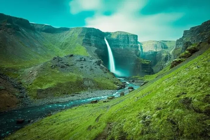 Framed Print : Haifoss waterfall in Iceland Framed Print : Haifoss waterfall in Iceland