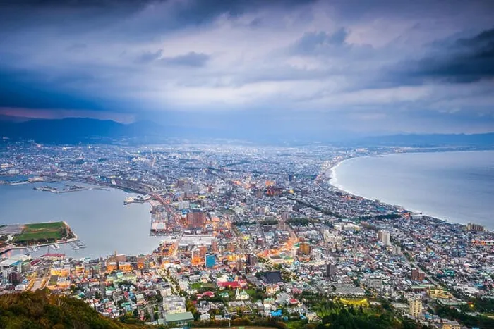 Framed Print : Hakodate, Hokkaido, Japan city skyline from Mt. Hakodate at dusk