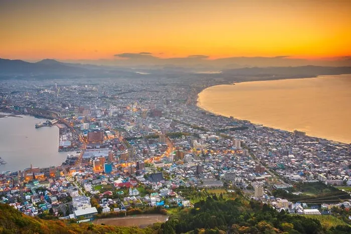 Framed Print : Hakodate, Hokkaido, Japan city skyline from Mt. Hakodate at dawn Framed Print : Hakodate, Hokkaido, Japan city skyline from Mt. Hakodate at dawn