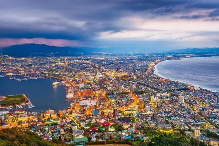 Framed Print : Hakodate, Hokkaido, Japan city skyline from Mt. Hakodate at dawn Framed Print : Hakodate, Hokkaido, Japan city skyline from Mt. Hakodate at dawn