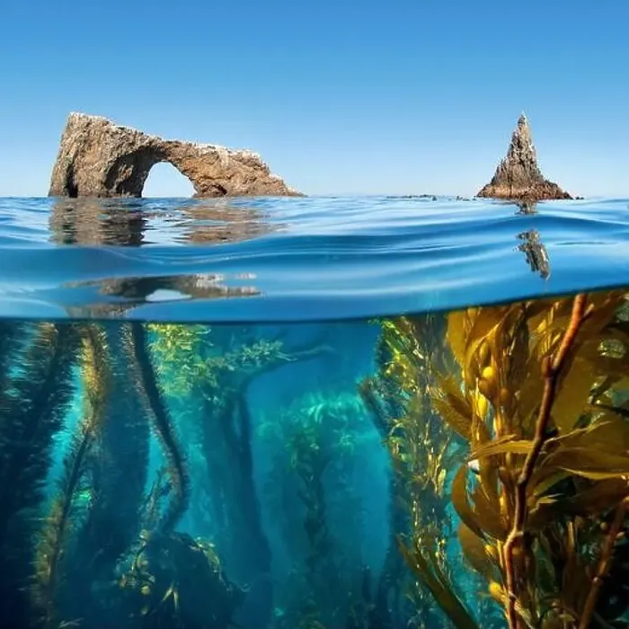 Framed Print : Half below and above photo of Anacapa Arch and kelp, Channel Islands National Park, Marine Reserve Framed Print : Half below and above photo of Anacapa Arch and kelp, Channel Islands National Park, Marine Reserve