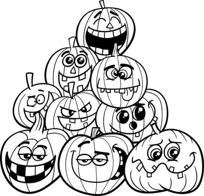 Framed Print : halloween pumpkins coloring page Framed Print : halloween pumpkins coloring page