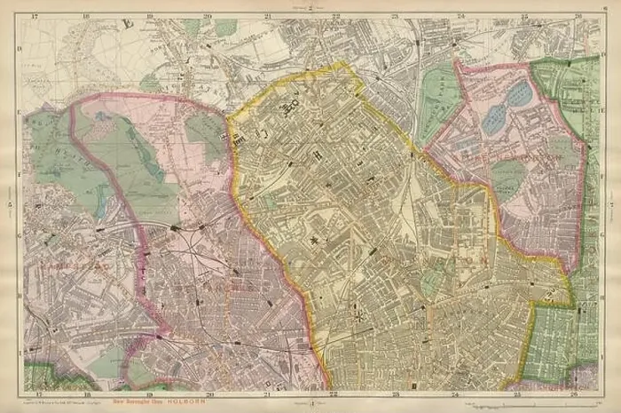 Framed Print : HAMPSTEAD ISLINGTON Camden Highgate Finsbury Park Primrose Hill BACON 1900 map Framed Print : HAMPSTEAD ISLINGTON Camden Highgate Finsbury Park Primrose Hill BACON 1900 map