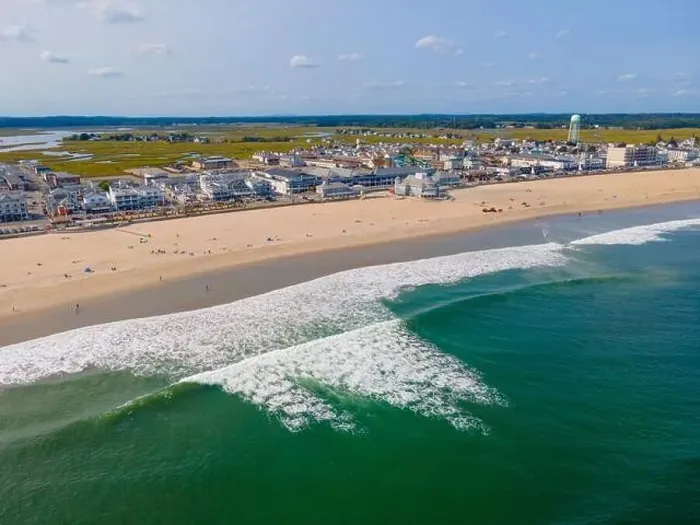 Framed Print : Hampton Beach aerial view including historic waterfront buildings on Ocean Boulevard and Hampton Beach State Park Framed Print : Hampton Beach aerial view including historic waterfront buildings on Ocean Boulevard and Hampton Beach State Park
