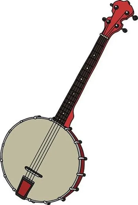 Framed Print : Hand drawing of a classic red four strings banjo Framed Print : Hand drawing of a classic red four strings banjo
