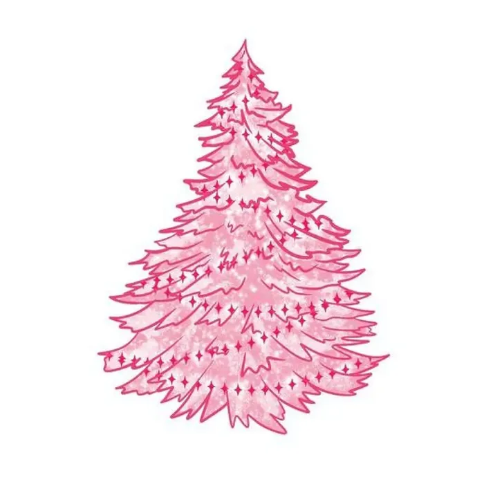 Framed Print : Hand drawn illustration of pink baby girl Christmas tree winter design Framed Print : Hand drawn illustration of pink baby girl Christmas tree winter design