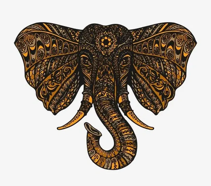 Framed Print : Hand drawn indian elephant head. Ethnic patterns. Vector illustration Framed Print : Hand drawn indian elephant head. Ethnic patterns. Vector illustration