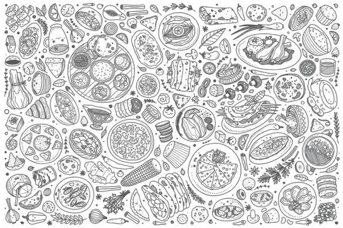 Framed Print : Hand drawn Indian food set doodle vector background Framed Print : Hand drawn Indian food set doodle vector background