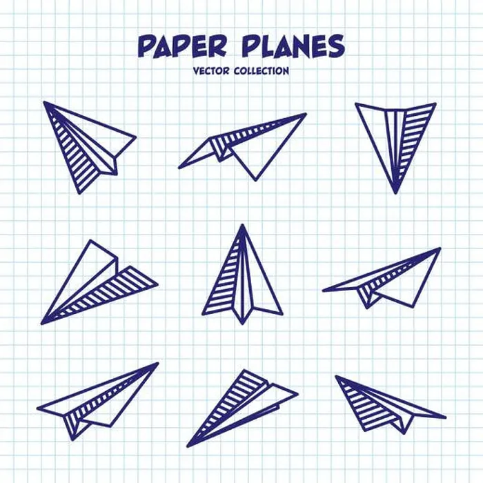 Framed Print : Hand drawn planes on checkered paper sheet Framed Print : Hand drawn planes on checkered paper sheet