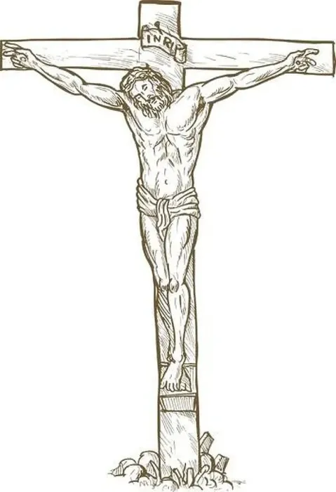 Framed Print : hand drawn sketch illustration of Jesus Christ hanging on the cross Framed Print : hand drawn sketch illustration of Jesus Christ hanging on the cross