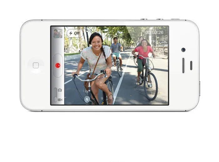 Framed Print : A handout file of Apple dated 04 October 2011 shows the new model of iPhone - the 4S- in Cupertino