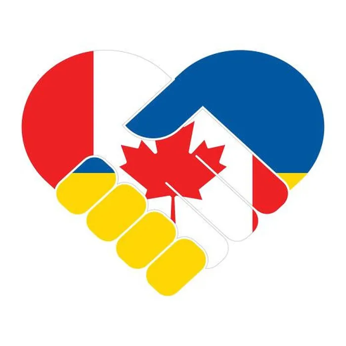 Framed Print : Handshake symbol in the colors of the national flags of Canada and Ukraine Framed Print : Handshake symbol in the colors of the national flags of Canada and Ukraine