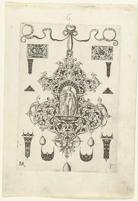 Framed Print : Hanger met Charitas Charitas (titel op object) In timore ac charitate de (serietitel) Charity in a frame of arabesques Framed Print : Hanger met Charitas Charitas (titel op object) In timore ac charitate de (serietitel) Charity in a frame of arabesques