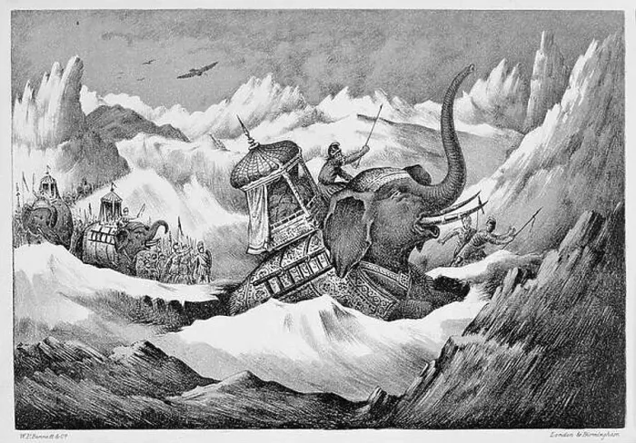 Framed Print : Hannibal and his war elephants crossing the Alps, 218 BC (19th century) Framed Print : Hannibal and his war elephants crossing the Alps, 218 BC (19th century)