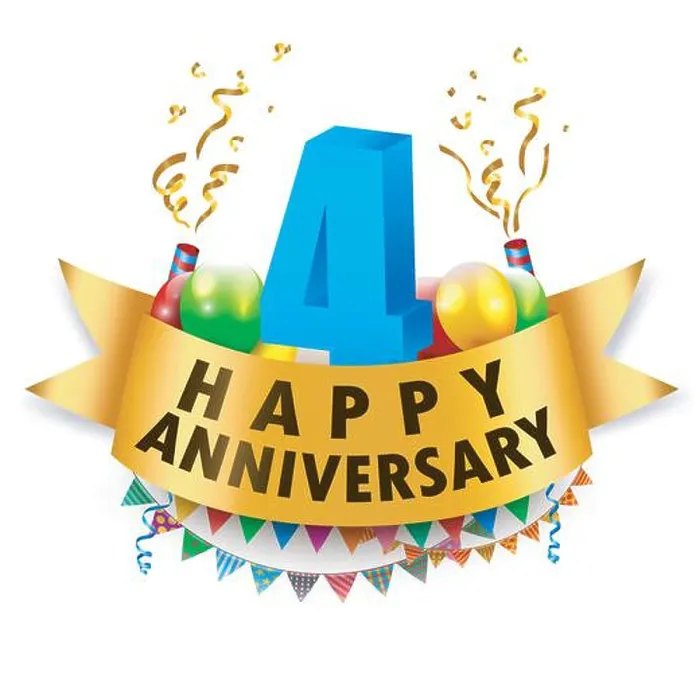 Framed Print : Happy 4th Anniversary Celebration, Vector Illustration Framed Print : Happy 4th Anniversary Celebration, Vector Illustration