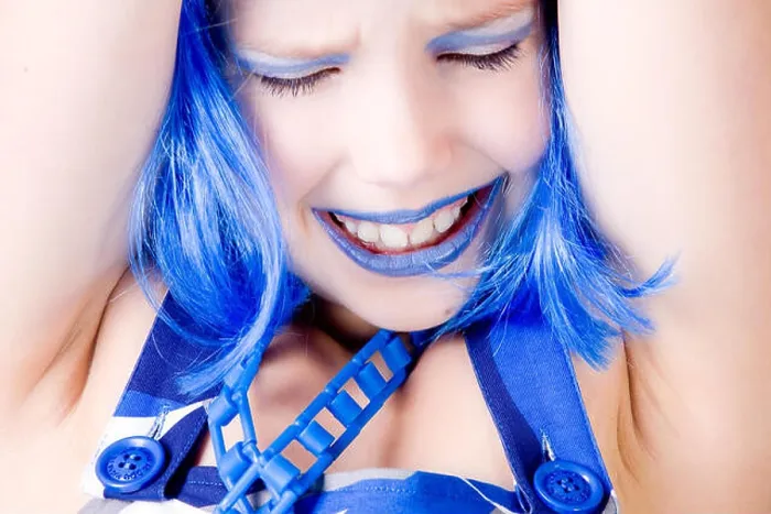Framed Print : Happy blue girl Framed Print : Happy blue girl