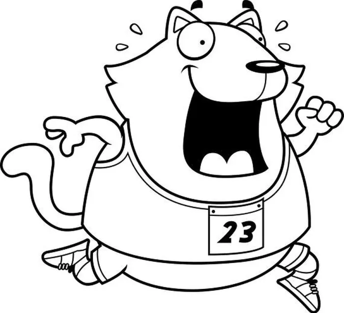 Framed Print : A happy cartoon cat running in a race Framed Print : A happy cartoon cat running in a race