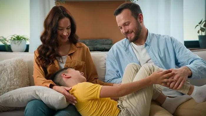 Framed Print : Happy caucasian family dad mom with cute kid son tickling having fun relax on sofa together carefree parents child boy Framed Print : Happy caucasian family dad mom with cute kid son tickling having fun relax on sofa together carefree parents child boy