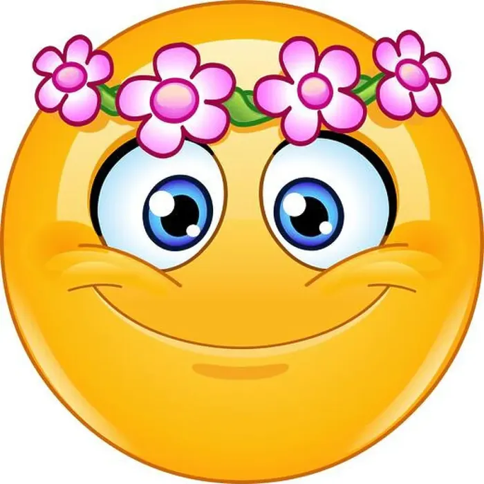 Framed Print : Happy emoji emoticon with flower head wreath