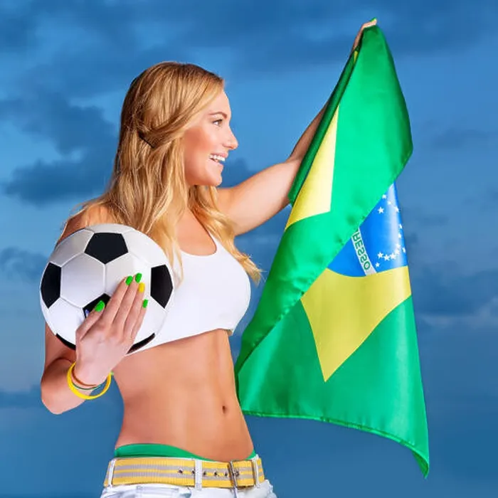 Framed Print : Happy fan of Brazilian football team Framed Print : Happy fan of Brazilian football team