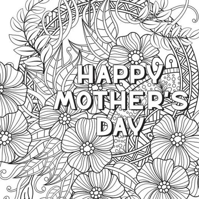 Framed Print : Happy Mother's Day coloring page for adult coloring book Framed Print : Happy Mother's Day coloring page for adult coloring book