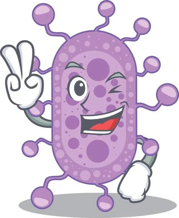 Framed Print : Happy mycobacterium cartoon design concept with two fingers Framed Print : Happy mycobacterium cartoon design concept with two fingers