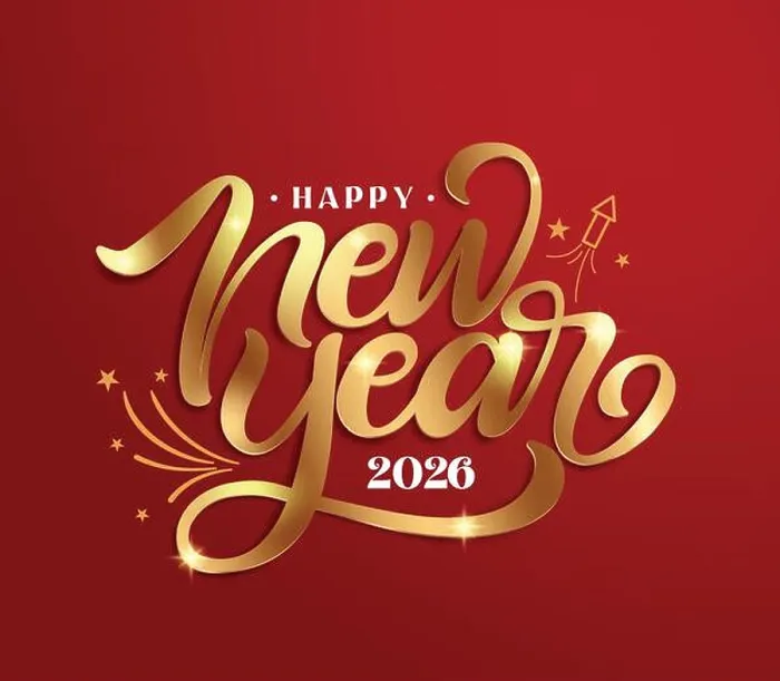 Framed Print : Happy new year 2026 greeting card clipart design Framed Print : Happy new year 2026 greeting card clipart design