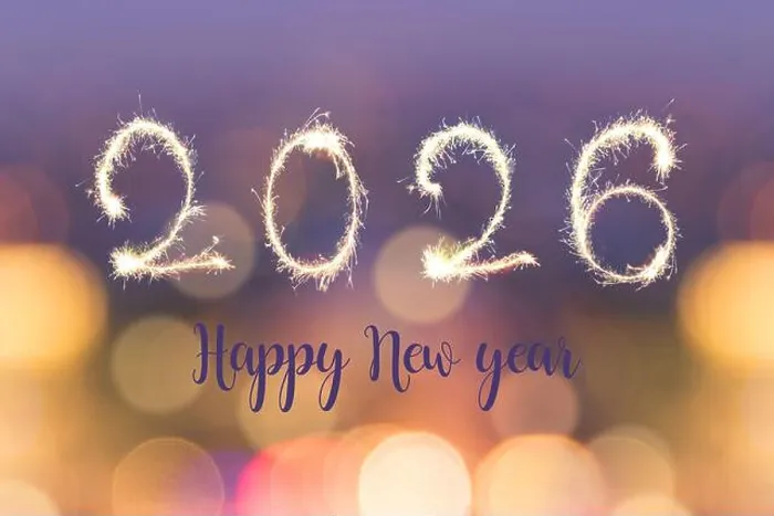 Framed Print : Happy new year 2026 written with sparkes on blurred bokeh lights background, holiday greeting card Framed Print : Happy new year 2026 written with sparkes on blurred bokeh lights background, holiday greeting card