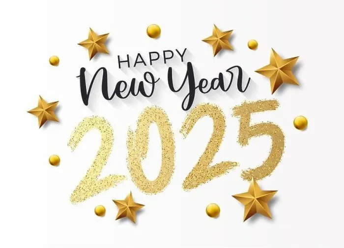 Framed Print : Happy New Year brush golden glitter painted 2025 Framed Print : Happy New Year brush golden glitter painted 2025