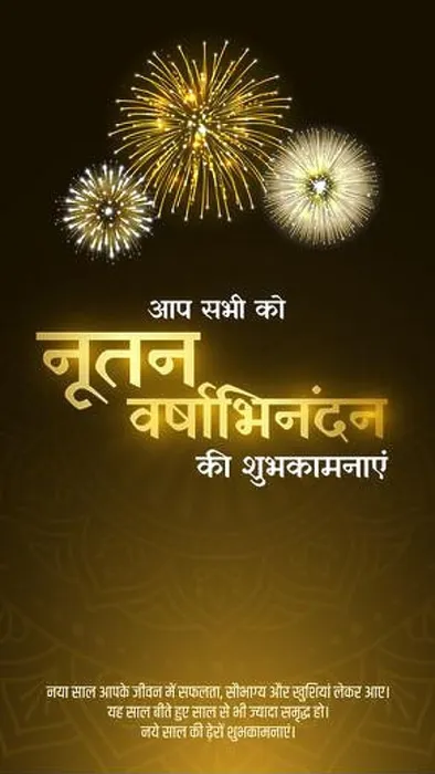 Framed Print : Happy New Year-Nutan Varshabhinandan-Sal Mubarak Hindi and Gujarati Translate - Wish You Happy New Year