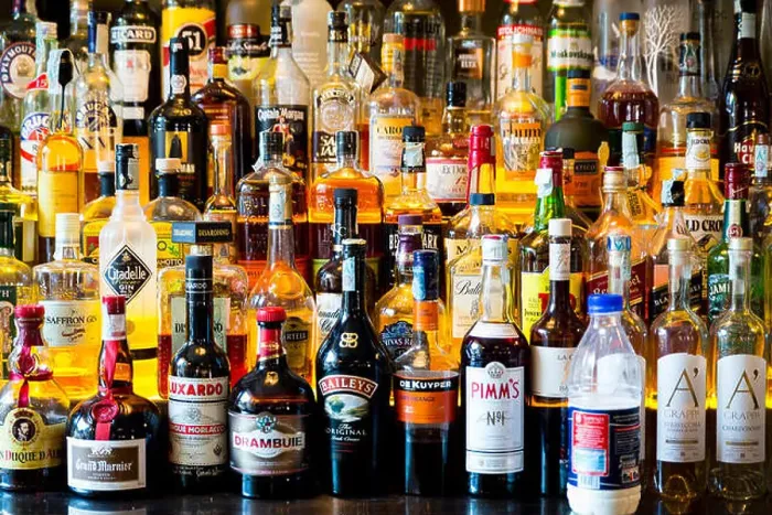 Framed Print : Hard alcohol bottles in a bar Framed Print : Hard alcohol bottles in a bar