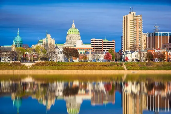 Framed Print : Harrisburg, Pennsylvania, USA downtown city skyline on the Susquehanna River in the late afternoon Framed Print : Harrisburg, Pennsylvania, USA downtown city skyline on the Susquehanna River in the late afternoon