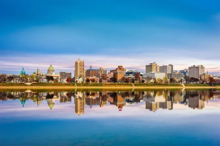 Framed Print : Harrisburg, Pennsylvania, USA downtown city skyline on the Susquehanna River in the late afternoon Framed Print : Harrisburg, Pennsylvania, USA downtown city skyline on the Susquehanna River in the late afternoon