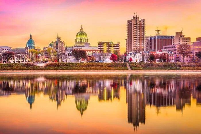 Framed Print : Harrisburg, Pennsylvania, USA skyline on the Susquehanna River at dusk Framed Print : Harrisburg, Pennsylvania, USA skyline on the Susquehanna River at dusk