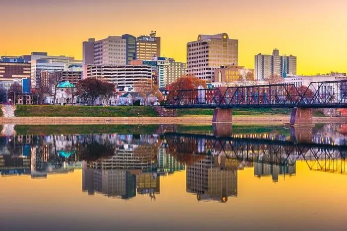 Framed Print : Harrisburg, Pennsylvania, USA skyline on the Susquehanna River at twilight Framed Print : Harrisburg, Pennsylvania, USA skyline on the Susquehanna River at twilight