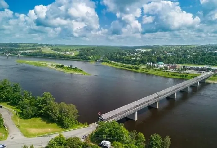 Framed Print : Hartland Covered Bridge in Hartland, New Brunswick, the world's longest covered bridge, aerial view Framed Print : Hartland Covered Bridge in Hartland, New Brunswick, the world's longest covered bridge, aerial view