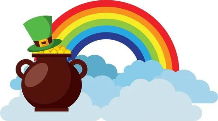 Framed Print : hat of leprechaun with pot coins treasure rainbow cloud fantasy Framed Print : hat of leprechaun with pot coins treasure rainbow cloud fantasy
