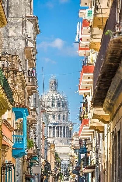 Havana, Cuba alley and Capitolio